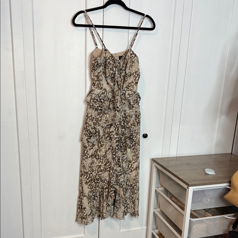Bardot Animal Print Midi Dress - ruffles - US4